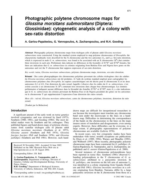 Pdf Photographic Polytene Chromosome Maps For Glossina Morsitans