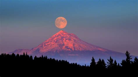 Full Moon Rising Over Mt Hood Pics