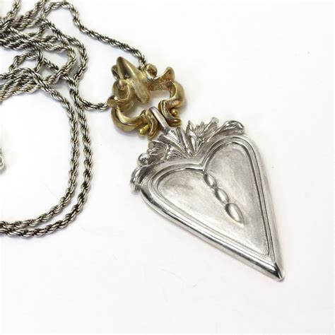 Victorian Heart Pendant Silver And Bronze Necklace Break A Stone