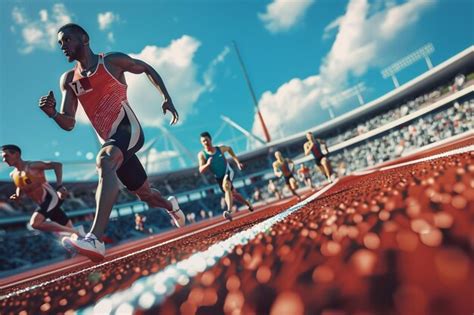 Track and field athletes competing in a decathlon | Premium AI ...