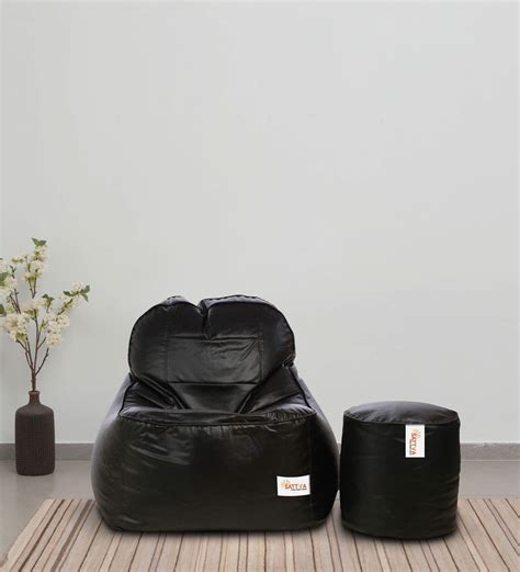 Buy Combo Rester XXXL Leatherette Bean Bag With Beans In Black Colour