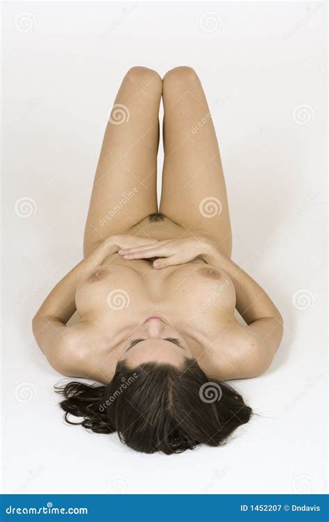 Beautiful Caucasian Woman Posing Nude On White Background Stock Image