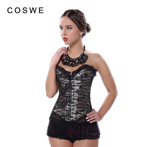 Coswe Waist Corsets Flower Print Corset Top Corselet Sexy Corset Women Overbust In Bustiers