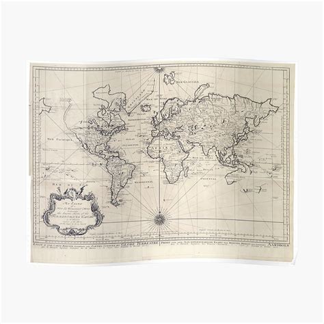 "Vintage Map of The World (1750)" Poster by BravuraMedia | Redbubble