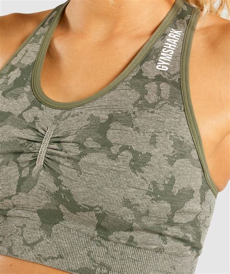 Gymshark Adapt Camo Seamless Racer Back Sports Bra Green Gymshark