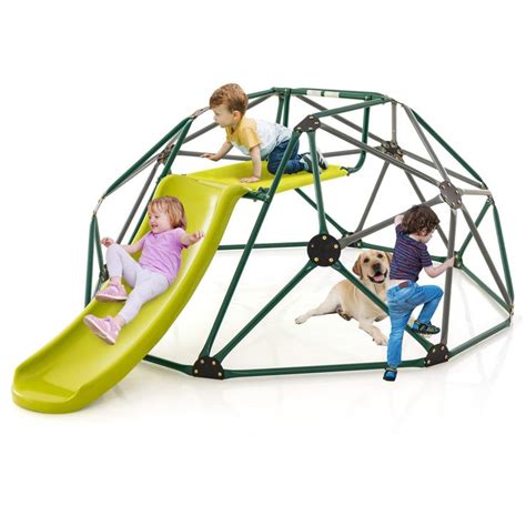 Honey Joy Climbing Dome With Slide Ft Jungle Gym Monkey Bar For