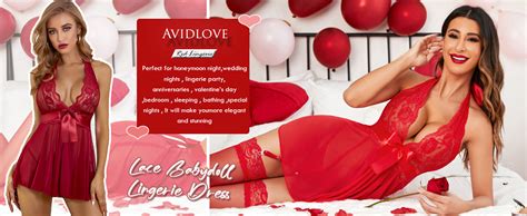 Avidlove Lingerie For Women Lace Babydoll Chemise Halter V Sexy Sleepwear With Garter Belt At