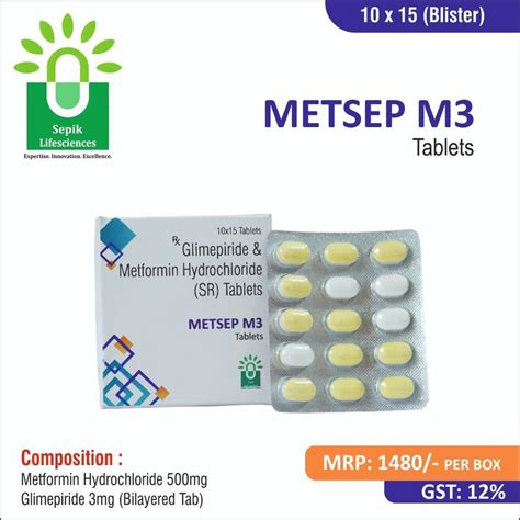 METSEP M3 3 Mg Glimepiride And Metformin Hydrochloride SR Tablets At