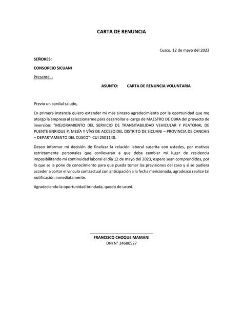 Carta De Renunciadocx