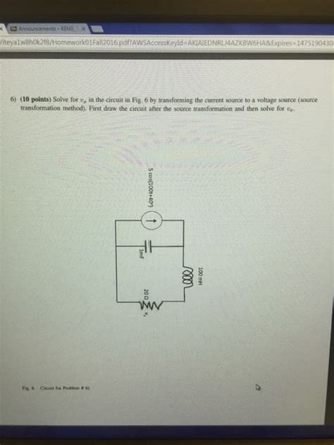 Solved Solve For Upsilon X In The Circuit By Transforming