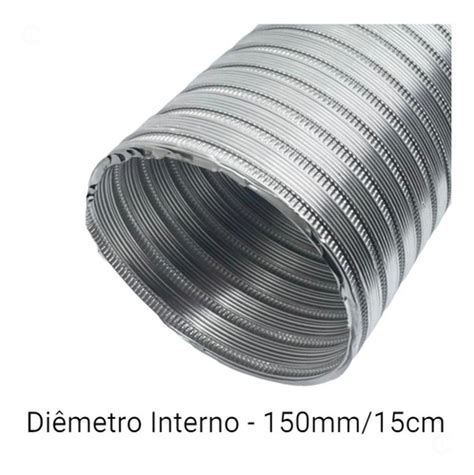 Duto Aluminio Coifas 150mm X 1 Metro 2 Abraçadeiras Parcelamento