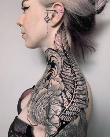 Freehand Fern Shoulder & Neck Tattoo | Best Tattoo Ideas For Men & Women