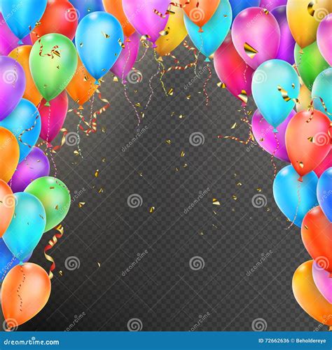 Ballons Confettien En Rode Gouden Linten Eps 10 Vector Illustratie