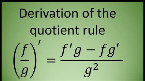 The Quotient Rule Derivation Youtube