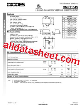 DMP2104V Datasheet PDF Diodes Incorporated