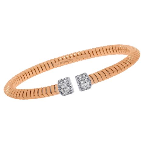 Tessitore Tubogas 18k Rose Gold Diamond Bangle Bracelet For Sale At