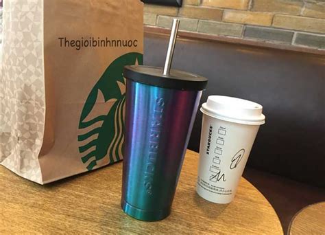 Starbucks Iridescent Purple Blue Cold Cup Stainless Steel Tumbler 16 Oz B234 Thế Giới Bình Nước