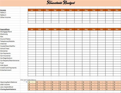 Household Budget Spreadsheet - Etsy