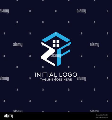 Initial Logo Zf Monogram With Abstract House Hexagon Shape Clean And