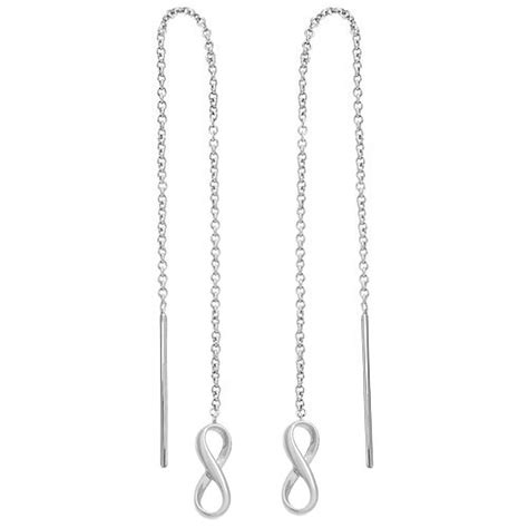 Boucles D Oreilles Infini Traversantes Cha Nes Pendantes Argent