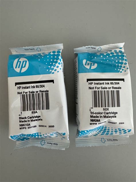 Used HP Instant Ink 65 / 304 Black and Tri-Color Combo Cartridges in Foil Bag New - UBB.threads