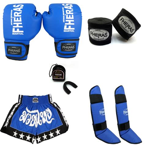 Kit Boxe Luva Bandagem Bucal Caneleira Shorts 12 Oz Submarino