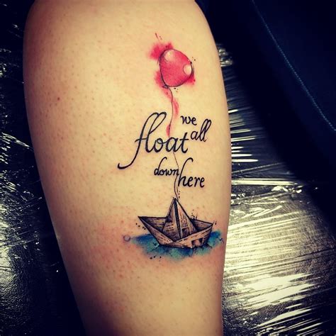 a small boat with a red balloon floating on it's side and the words, no ...