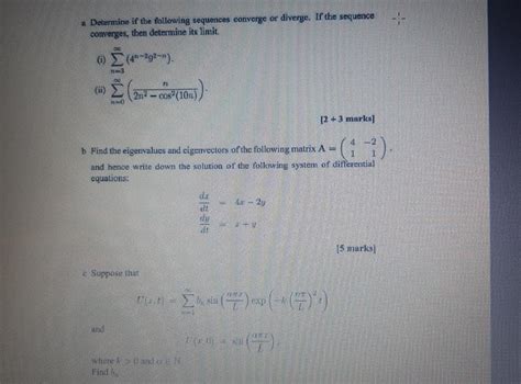 Solved A Determine If The Following Sequences Converge Chegg