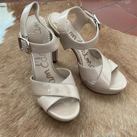 Sam Edelman Shoes Sam Edelman Willa Platform Sandal Nude Patent Leather Poshmark