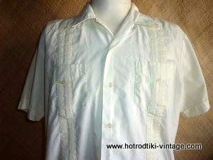 Vintage Style Mens The Romani Collection Guayabera Cream Shirt Hrtv