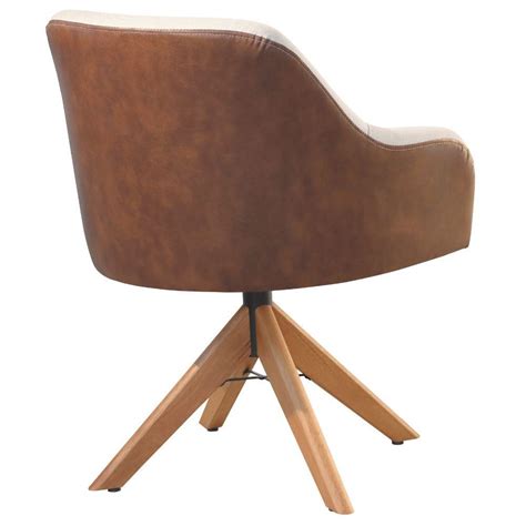 Poltrona Decorativa Hera Linho Nude Couro Caramelo Base Giratória