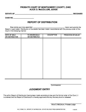 Fillable Online Mcohio Report Of Distribution Mcohioorg Fax Email