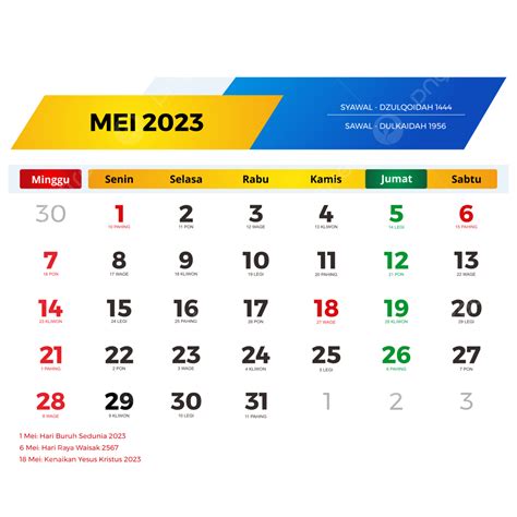 Calender Mei 2023 Lengkap Dengan Tanggal Merah Cuti Bersama Jawa Dan