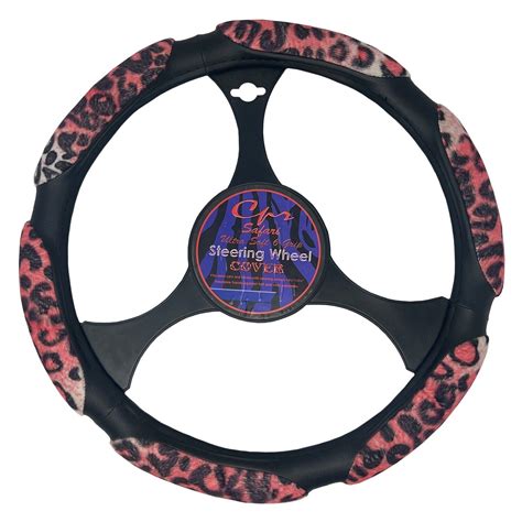 Pink Black Leopard Print Steering Wheel Cover Soft Grip Universal