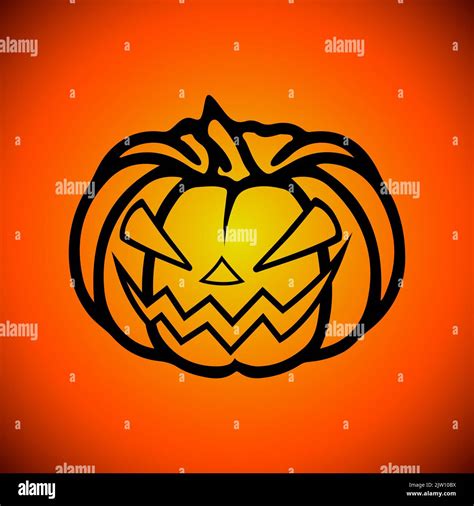 Vector Halloween Symbol Scary Pumpkin Face With Evil Smile Jack O