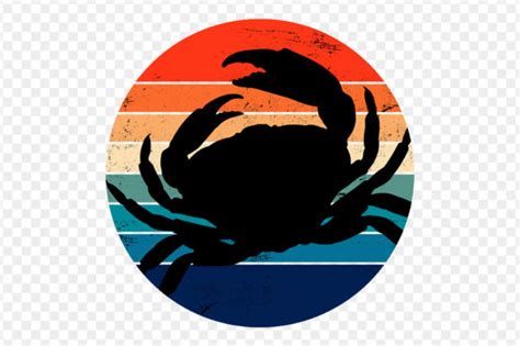 Crab Silhouette Retro Sunset Seafood Art Graphic By Topstar Creative