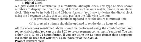 Solved E. ﻿Digital ClockA digital clock is an alternative to | Chegg.com