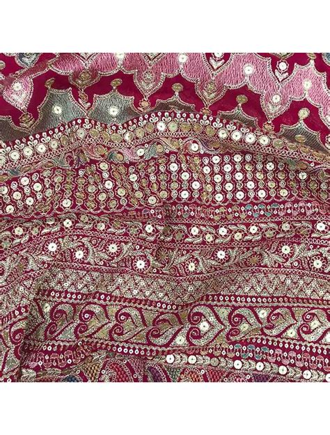 Rani Pink Georgette Fabric Thread Embroidery With Border Saroj Fabrics