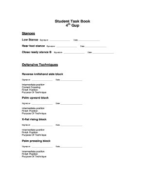 Fillable Online Student Task Book 4th Gup Stances Low Stance Signature