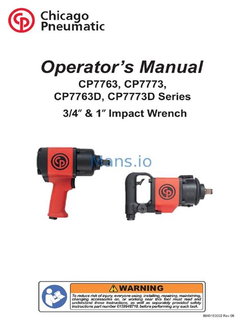 Chicago-Pneumatic-CP7763 - Impact-Wrench-Operator-Manual | PDF