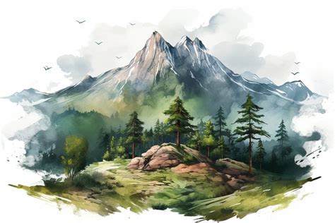 Mountain Watercolor Landscapes 24 High Quality PNG Images - Etsy