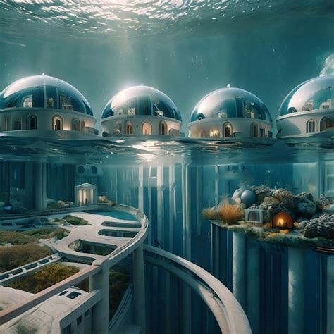 Premium Photo An Underwater Residential Area At Bottom Of Ocean Sea