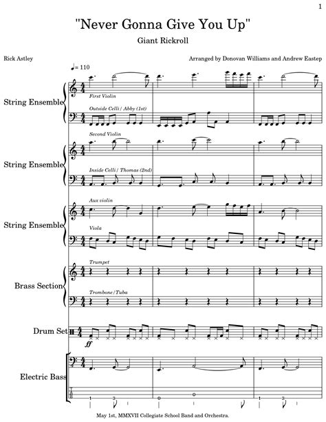 "Never Gonna Give You Up" - Sheet music for String Ensemble, Brass ...