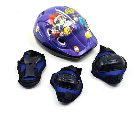 Kit De Prote Ao Infantil Capacete Joelheira Cotoveleira Azul