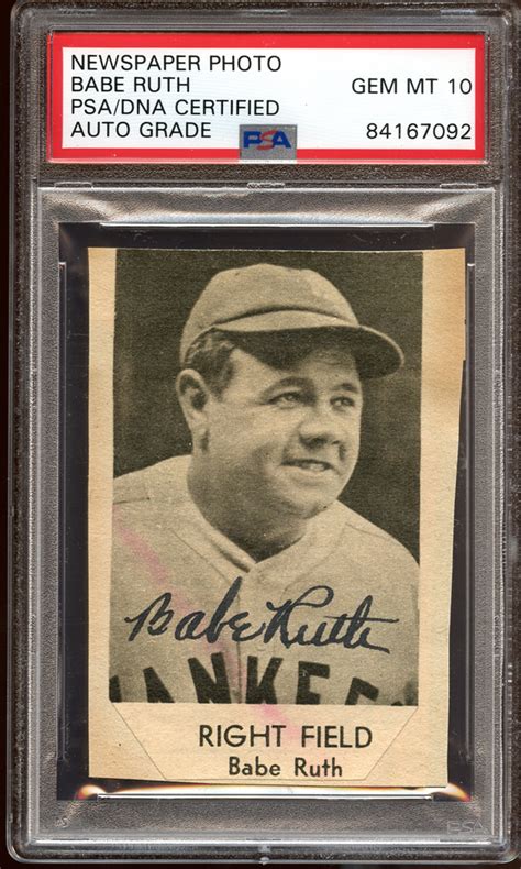 Lot Detail Babe Ruth Signed Newspaper Photo PSA DNA AUTO GRADE GEM