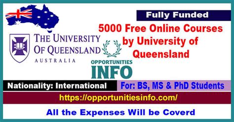 5000 University of Queensland Online Courses in Australia 2024 | Free Study in Australia