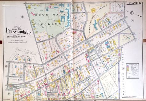 1947 Merion Map Original Main Line Atlas Map Lower Merion Township St