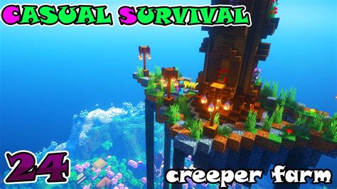 Easy Creeper Farm Floating Island Minecraft 120 Casual Survival Lets Play Episode 25 Youtube