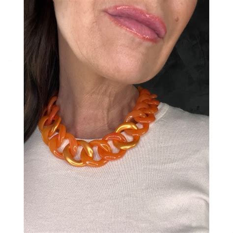 Collier Gros Maillons Orange