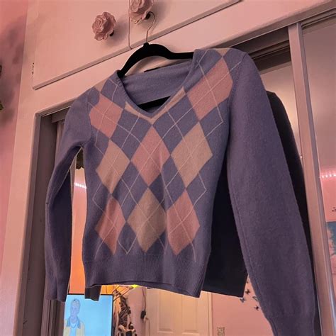 Womens Blue And Pink Cardigan Depop